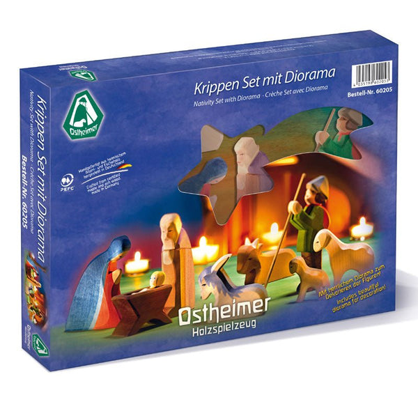 Ostheimer 60205 Krippenset Sortiment mit Diorama 11-tlg Krippe Classic